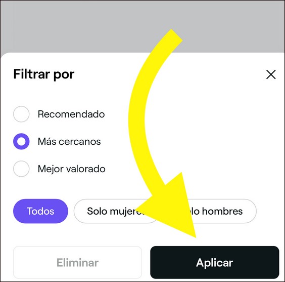 aplica filtro mas cercanos en Fresha